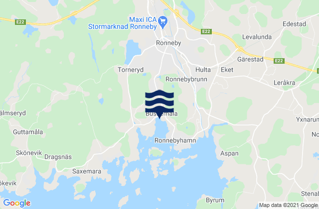 Carte des horaires des marées pour Ronneby Kommun, Sweden