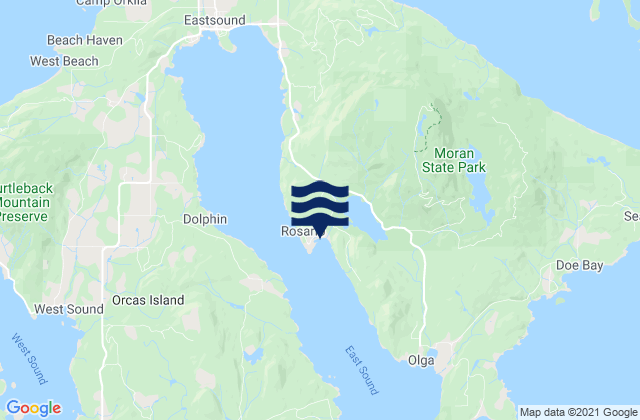 Carte des horaires des marées pour Rosario East Sound Orcas Island, United States