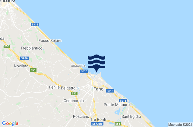 Carte des horaires des marées pour Rosciano, Italy
