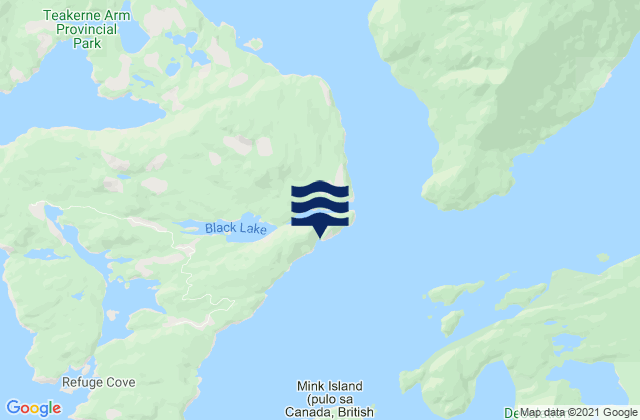 Carte des horaires des marées pour Roscoe Bay, Canada
