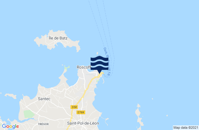 Carte des horaires des marées pour Roscoff Port, France