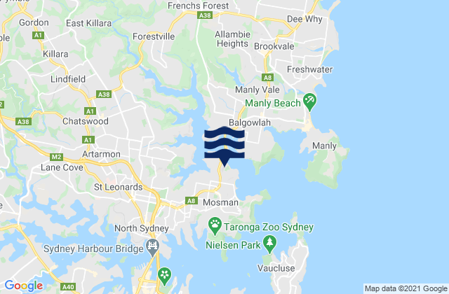 Carte des horaires des marées pour Rosherville (Chinamans) Beach, Australia
