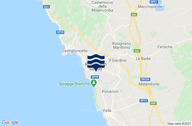 Carte des horaires des marées pour Rosignano Marittimo, Italy