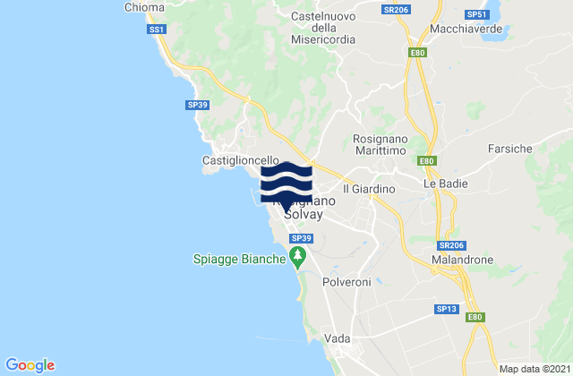 Carte des horaires des marées pour Rosignano Solvay-Castiglioncello, Italy