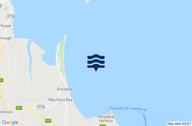 Carte des horaires des marées pour Rosslare Bay, Ireland