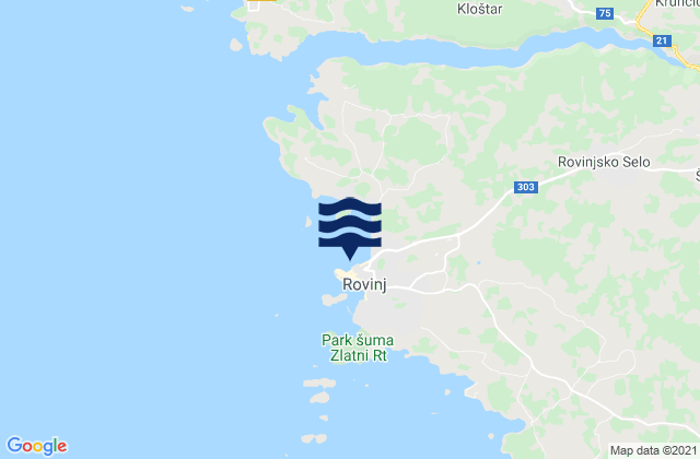 Carte des horaires des marées pour Rovinj-Rovigno, Croatia