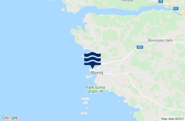 Carte des horaires des marées pour Rovinj, Croatia