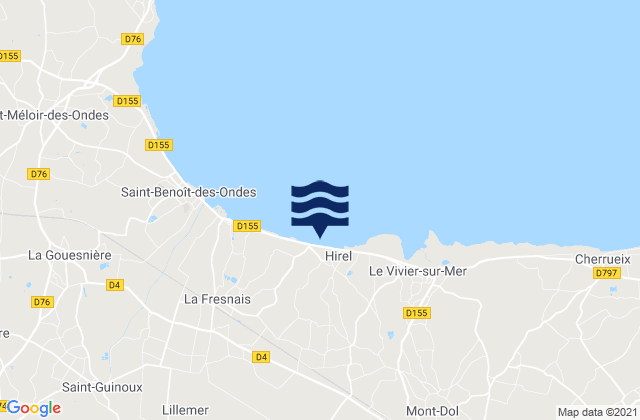 Carte des horaires des marées pour Roz-Landrieux, France