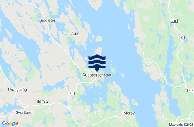 Carte des horaires des marées pour Rubbestadneset, Norway
