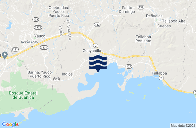 Carte des horaires des marées pour Rufina Barrio, Puerto Rico