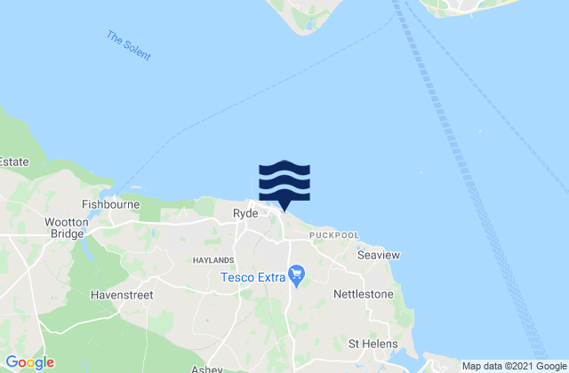 Carte des horaires des marées pour Ryde - East Beach, United Kingdom