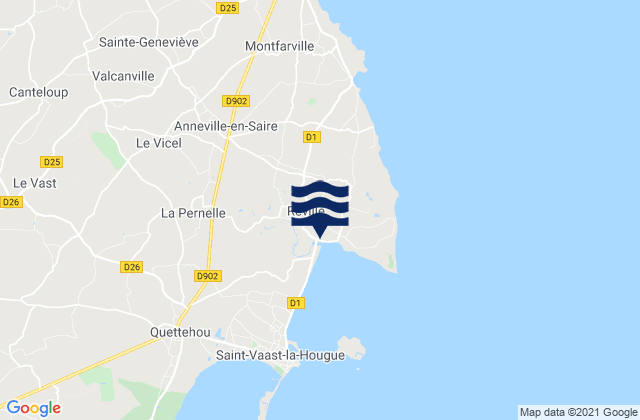 Carte des horaires des marées pour Réville, France