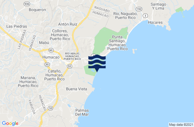 Carte des horaires des marées pour Río Abajo Barrio, Puerto Rico
