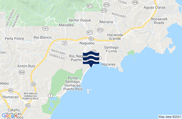 Carte des horaires des marées pour Río Blanco Barrio, Puerto Rico
