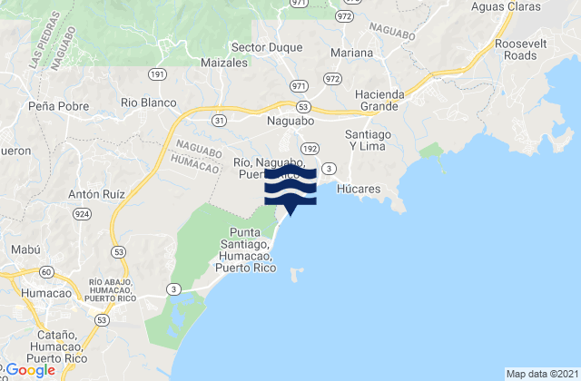 Carte des horaires des marées pour Río Blanco, Puerto Rico