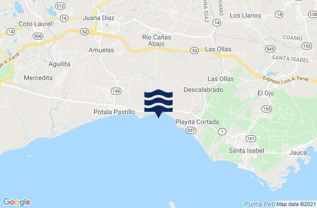 Carte des horaires des marées pour Río Cañas Abajo, Puerto Rico