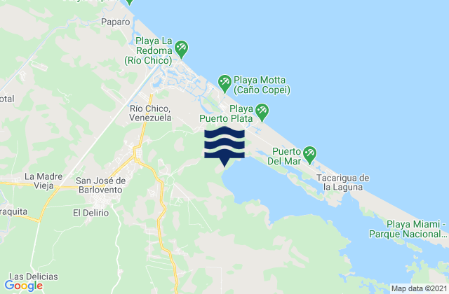 Carte des horaires des marées pour Río Chico, Venezuela