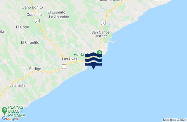 Carte des horaires des marées pour Río Mar, Panama
