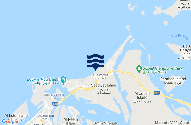 Carte des horaires des marées pour Saadiyat Public Beach, United Arab Emirates