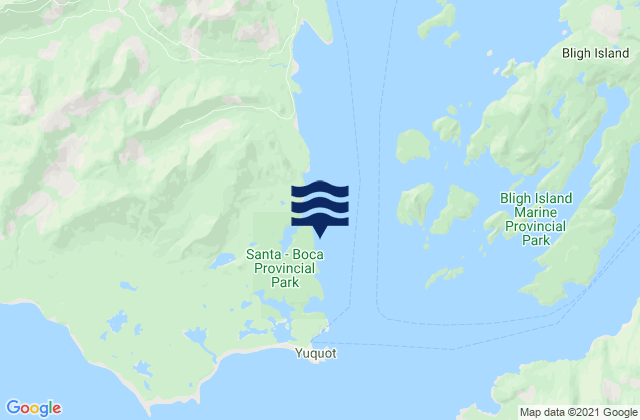 Carte des horaires des marées pour Saavedra Islands, Canada