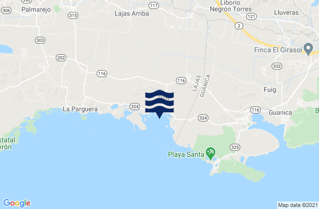 Carte des horaires des marées pour Sabana Grande Barrio-Pueblo, Puerto Rico