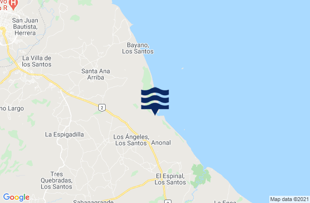 Carte des horaires des marées pour Sabana Grande, Panama