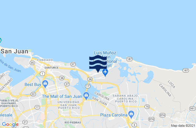 Carte des horaires des marées pour Sabana Llana Norte Barrio, Puerto Rico