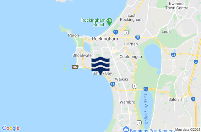 Carte des horaires des marées pour Safety Bay, Australia
