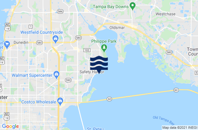 Carte des horaires des marées pour Safety Harbor (Old Tampa Bay), United States