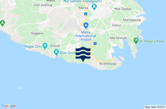 Carte des horaires des marées pour Safi, Malta