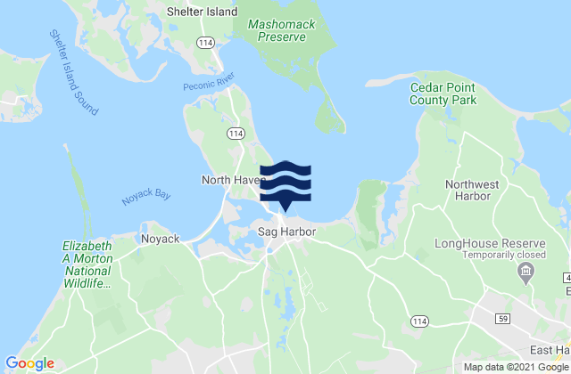 Carte des horaires des marées pour Sag Harbor, United States