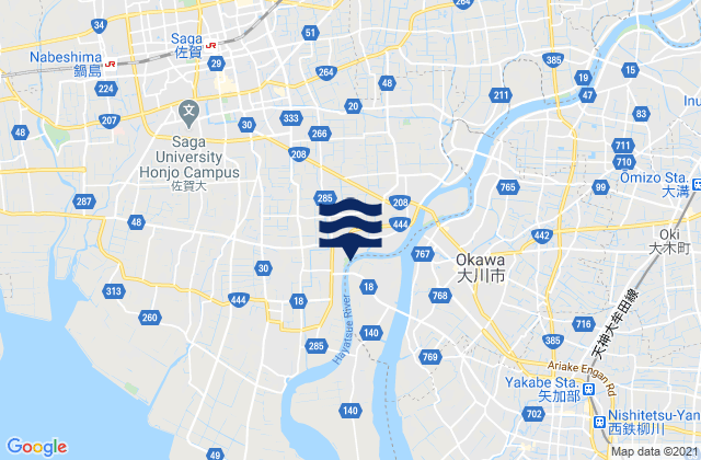 Carte des horaires des marées pour Saga-shi, Japan