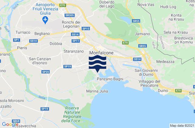Carte des horaires des marées pour Sagrado, Italy