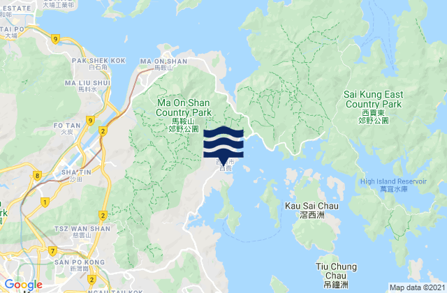 Carte des horaires des marées pour Sai Kung District, Hong Kong