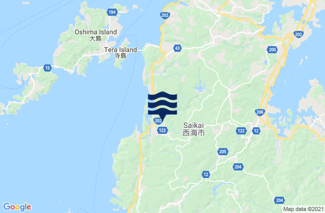 Carte des horaires des marées pour Saikai-shi, Japan