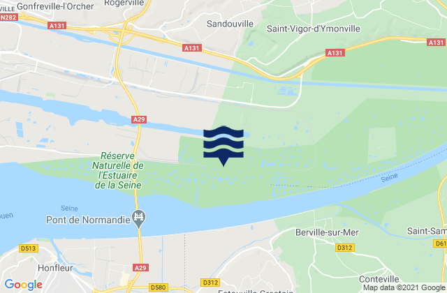 Carte des horaires des marées pour Saint-Aubin-Routot, France