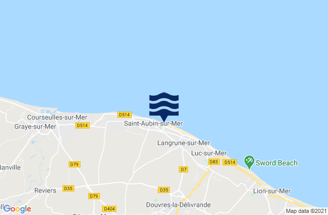 Carte des horaires des marées pour Saint-Aubin-sur-Mer, France