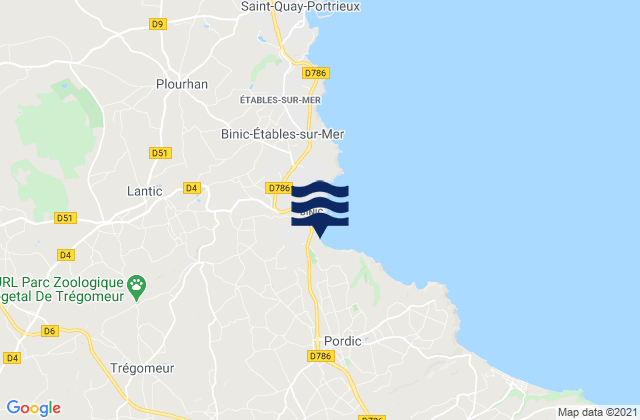Carte des horaires des marées pour Saint-Donan, France