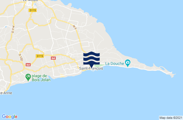 Carte des horaires des marées pour Saint-François, Guadeloupe