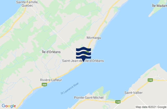 Carte des horaires des marées pour Saint-Jean, Canada