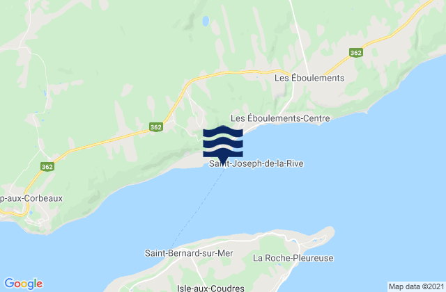Carte des horaires des marées pour Saint-Joseph-De-La-Rive, Canada