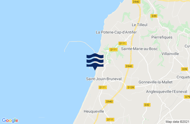 Carte des horaires des marées pour Saint-Jouin-Bruneval, France