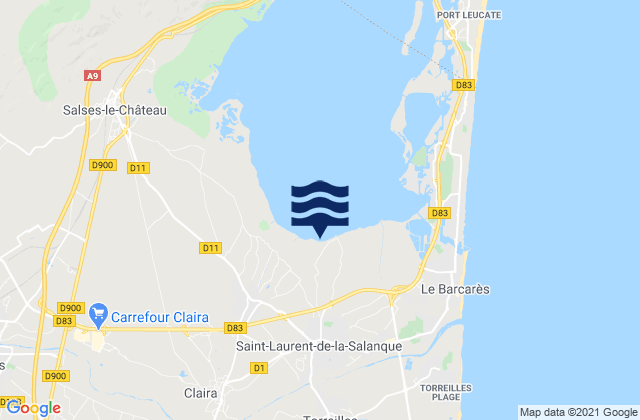 Carte des horaires des marées pour Saint-Laurent-de-la-Salanque, France