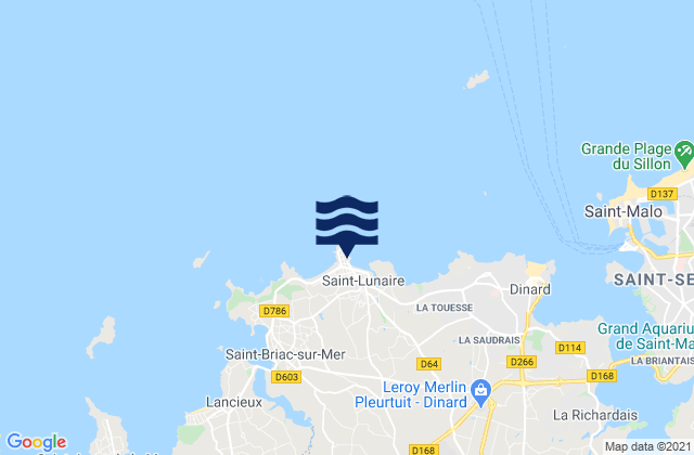 Carte des horaires des marées pour Saint-Lunaire, France