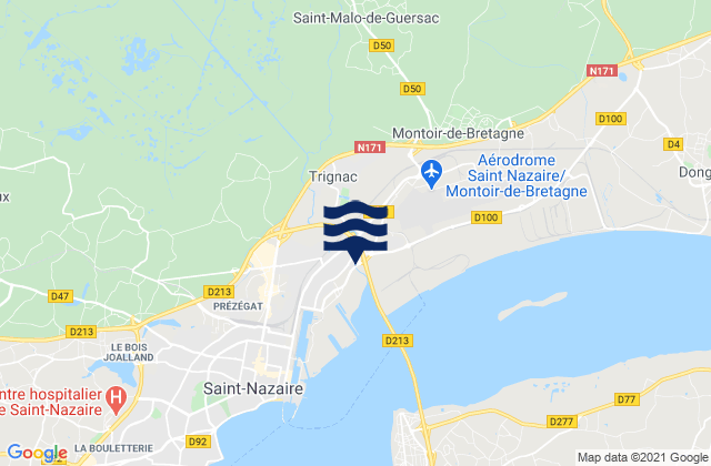 Carte des horaires des marées pour Saint-Malo-de-Guersac, France