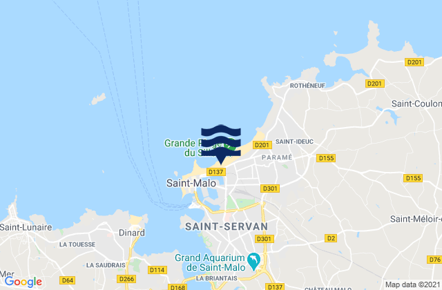 Carte des horaires des marées pour Saint-Malo, France