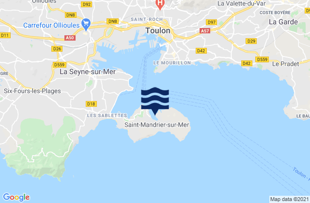 Carte des horaires des marées pour Saint-Mandrier-sur-Mer, France