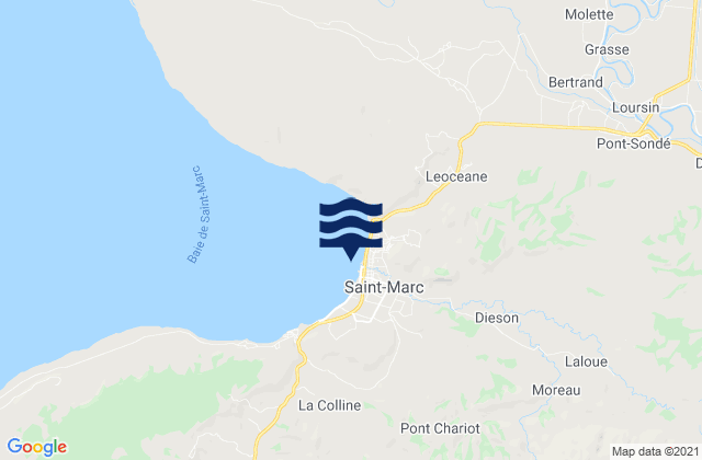 Carte des horaires des marées pour Saint-Marc, Haiti