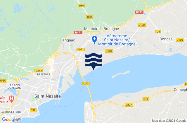 Carte des horaires des marées pour Saint-Nazaire, Nantes Port, France