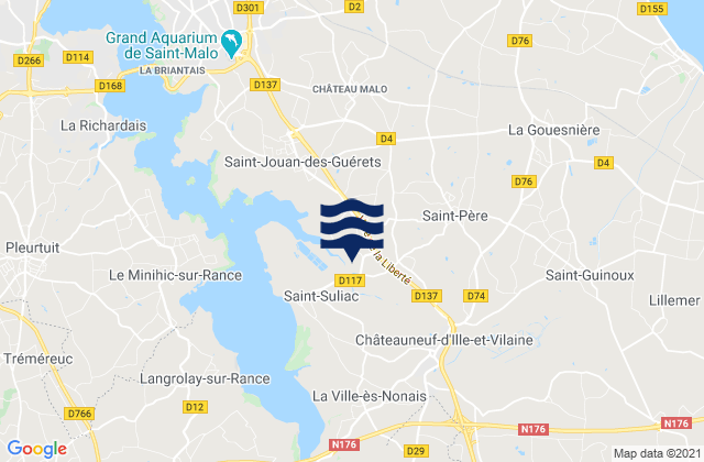 Carte des horaires des marées pour Saint-Père, France